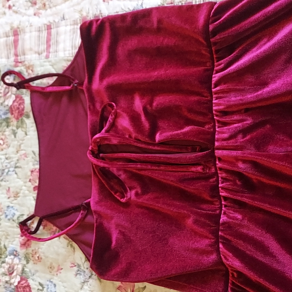 Crushed Red Velvet Jumpsuit, NWT - Picture 3 of 11